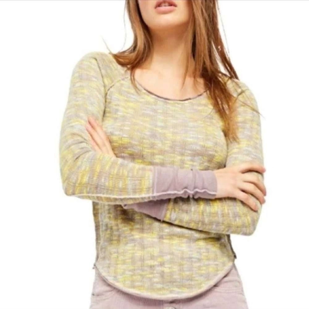 Free People Spaced Out Long Sleeve Knit Top Size‎ L